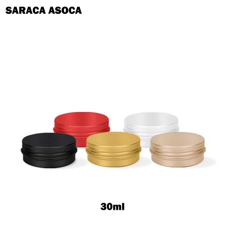 

30ml Empty Refillable Aluminum Jars 1oz Gold Black Metal Tin Cosmetic CrafPackaging Cosmetic Small Aluminum Box 100pcs/lot