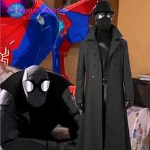 Spider-Man: Into the Spider-Verse Spider-Man Noir Cosplay Suit Black Cool Cos Set the white spider