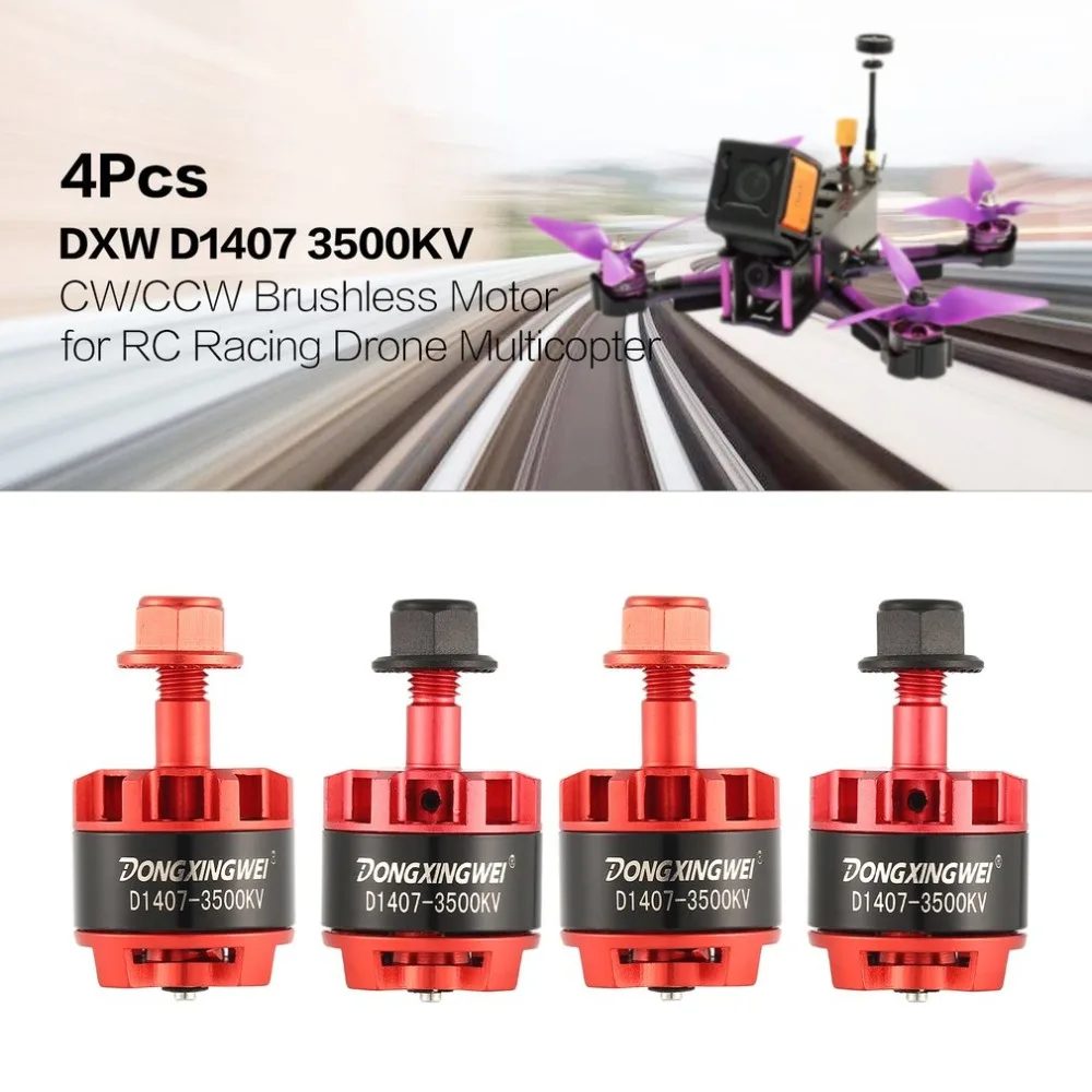 

4Pcs DXW D1407 3500KV 2-3S CW/CCW 5mm Brushless Motor for RC Racing Drone Multicopter Quadcopter 4045/5030 Propeller