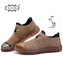 Новая выставка Для мужчин Сталь носком Защитная Рабочая обувь дышащие слипоны Для мужчин s Модная легкая обувь проколов повседневные ботинки