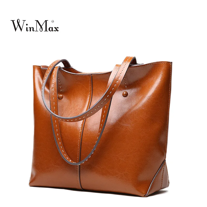 

Women Genuine Leather Handbags Vintage Shoulder Bag High Quality Cow Leather Tote Bag Female Handbag Sac a Main Ladies Hand Bags