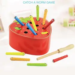 Поймать червь магнитные Обучающие игрушки игра деревянная головоломка красочный познавательный Магнитная фрукты раннего детства S7JN