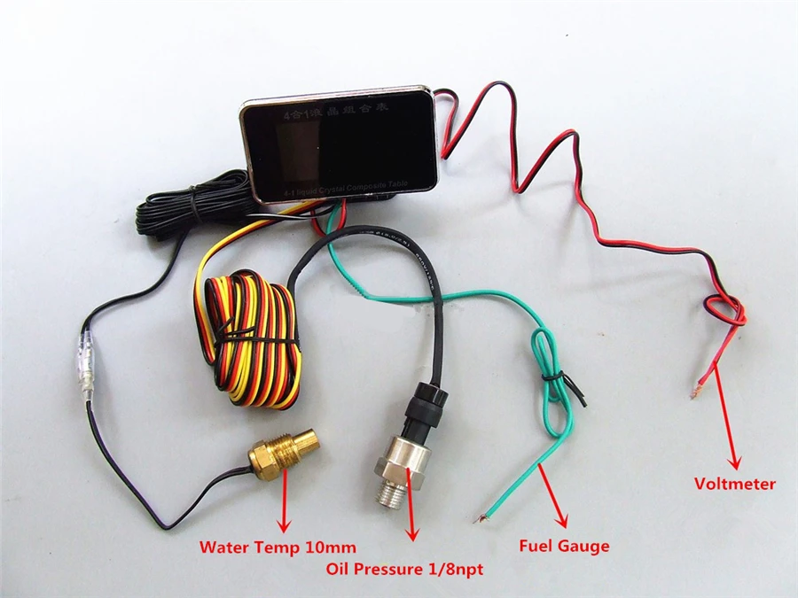 4 в 1 lcd 12 В/24 В экскаватор грузовик автомобиль температура воды масла давление топлива датчики напряжения с 10 мм датчик температуры