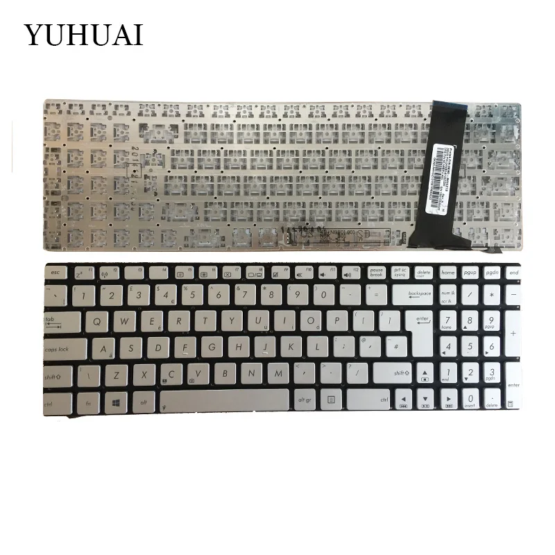 

NEW UK Laptop Keyboard for ASUS N56 N56V N76 N76V N76VB N76VJ N76VM N76VZ U500VZ N56VV N56VZ U500VZ U500 U500V Silver Keyboard