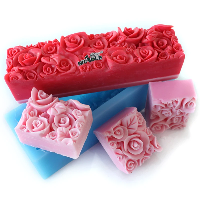 Rose Flower Silicone Soap Mold Embossed Loaf Mould DIY Handmade