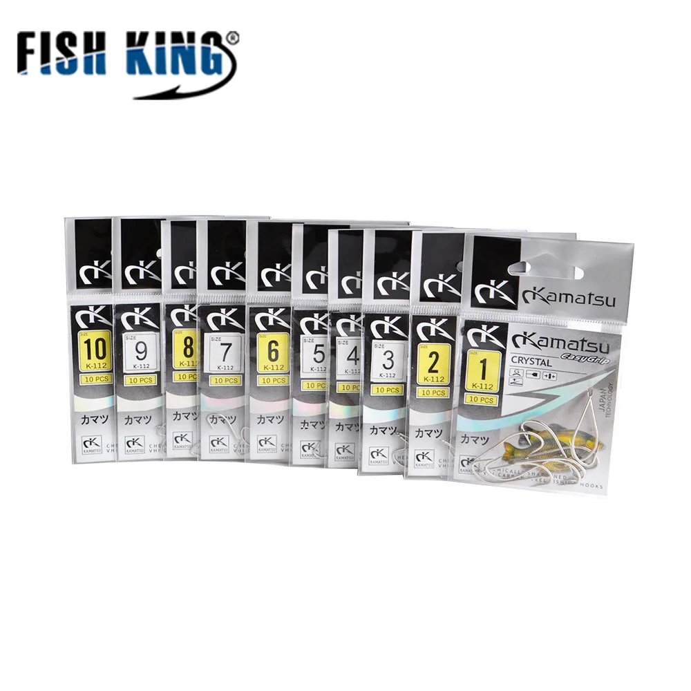 

FISH KING High Carbon Steel Fishing Lure Flatted Hooks 10PC/Lot Carp Fishing Lure Accessories Fish Hook Set Jig Head Pesca Peche