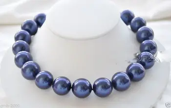 

Hot sale new Style >>>>>Huge 18mm Blue South Sea Shell Pearl Round Necklace 18"AAA++