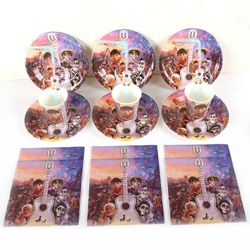 

Tableware Plate Cup Napkin Straw Set for 12 kids COCO Party Supplies Miguel Kids Birthday Party Decoration 56pcs