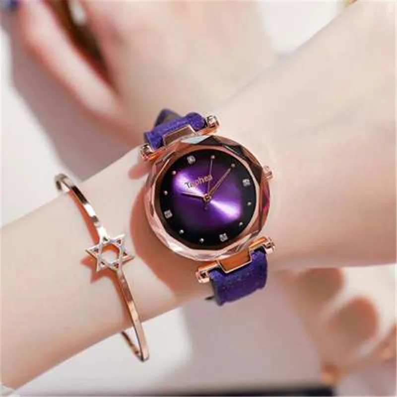 

2019 Fashion Women Rose Gold Watches Magent Buckle Starry Sky Creative minimalism Hot Eleange Lady's Casual Watch Gift For wife