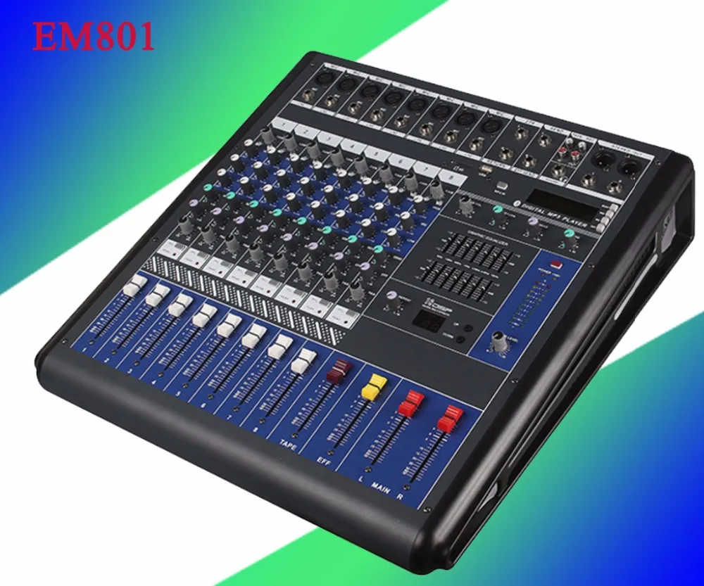 8 channel ultra-low noise mixer Built-in 16 DSP effects EM801 | Электроника