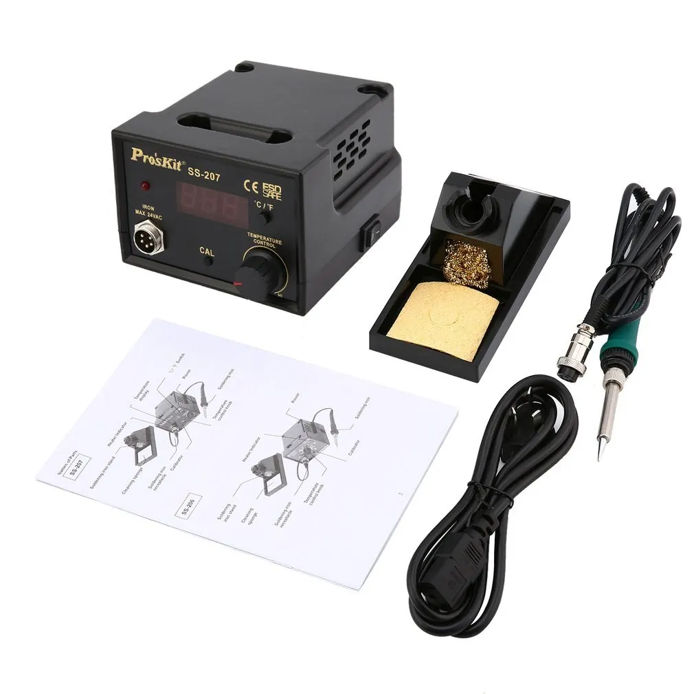 

Pro'skit 60W 220V SS-207H Soldering Station Adjustable Temperature Electric Welding Soldering Iron Solder Rework Repair Tool