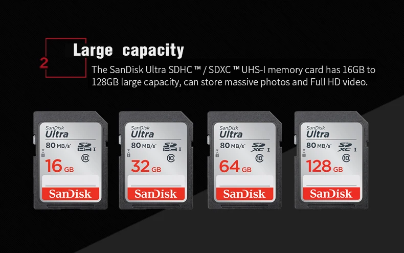 Двойной флеш-накопитель SanDisk SD карты 128 Гб 64 ГБ 32 ГБ оперативной памяти, 16 Гб встроенной памяти, класс 10 карты памяти 16GB C10 80 МБ/с. SDHC/SDXC карт SD карты USH-1 для Камера