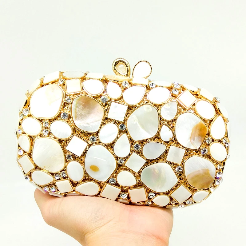 Shell Sacs Mariée À Fgg Soirée 1 Mariage Blanc Luxe Femmes Boutique En Cristal Partie Pochette Main Naturel Minaudière 4 Bourse 2 3 De Sac vtWRn8z