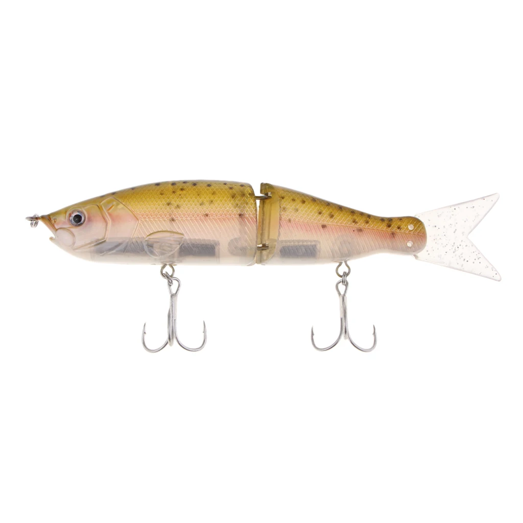 Artificial Bait Fishing 2-Section Multi Jointed Fishing Lures Swimbait with 2 Treble Hooks Minnow Crankbait Artficial Soft Bait