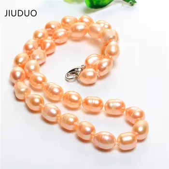 

Wholesales 2016 NEW large size Ellipse seed shape natural fresh water pearl necklace statement Golden fine necklaces jewelry