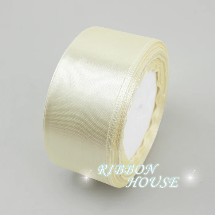 Cream White Single face satin ribbon webbing decoration gift Christmas ribbons 25 yards/roll 2" (50mm)
