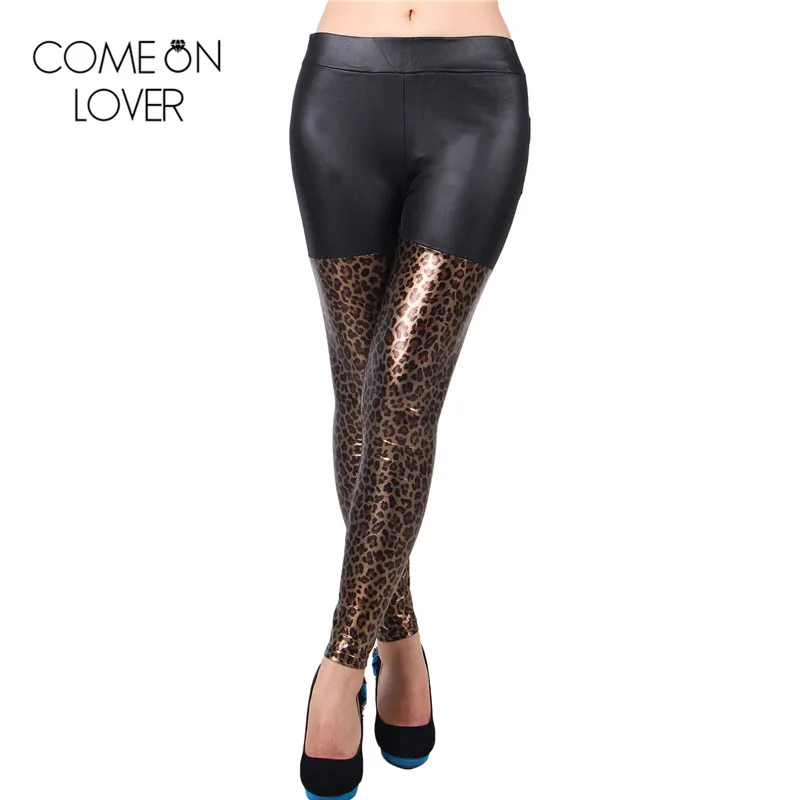 Comeonlover Autumn winter women leggings black and gold lepoard color