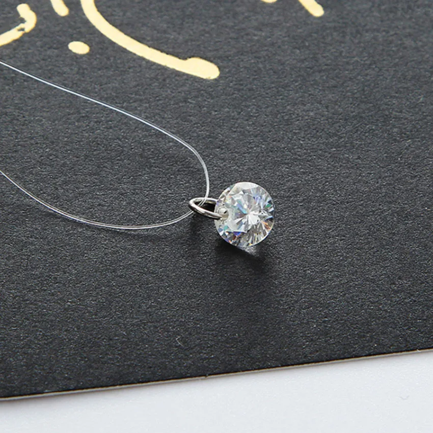 2017 Crystal Zircon CZ Necklace Pendants Choker Invisible Transparent font b Fishing b font font b