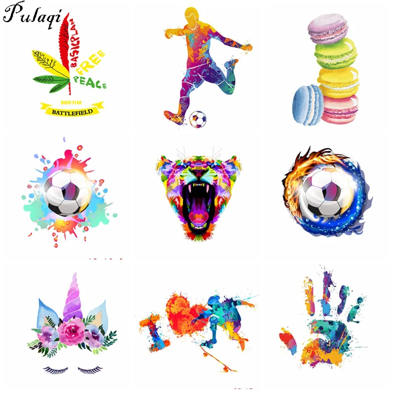 #*Cheap Pulaqi Football Patch Heat Transfer Iron On Patch A level Washable Patches Diy For Clothes Kids Stickers Unicorn Appliqued H