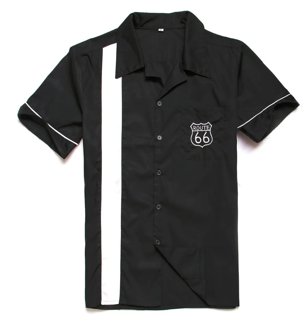 Prix Candow Regarder En Gros Mens des années Partie Vêtements Punk De Tatouage Brodé Route66 Roupa Masculina Rockabilly Vintage Elivis Chemise