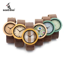 BOBO OISEAU Haute Qualité New Bamboo Bois Montre Cas Avec Japonais Miyota Mouvement Bracelet En Cuir En Boîte Cadeau Pour Les Femmes