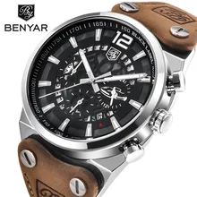 BENYAR большой циферблат дизайн хронограф спортивные мужские часы модный бренд военные водонепроницаемые кварцевые часы Relogio Masculino