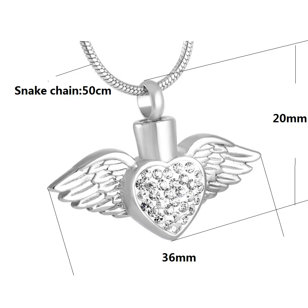 Держать белый крицал сердце и крыло Ангела ожерелье с урной на память кулон для женщин на память ювелирные изделия для пепла кремации