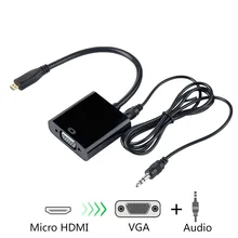 Micro HDMI к VGA видео конвертер Кабель-адаптер для мужчин и женщин видео конвертер 1080 P для HDMI2VGA адаптера переменного тока ноутбук ПК