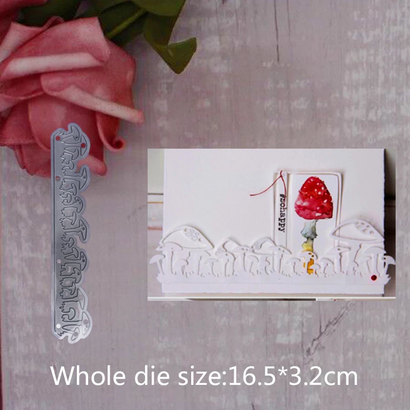 

cute Mushroom strip Metal Steel Cutting Embossing Dies For Scrapbooking paper craft home decoration Craft 16.5*3.2 cm