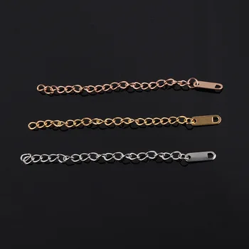 

10pcs 316L Stainless Steel Gold Silver Rose Gold 60 70mm Extend Chain with Strip Charm Fit DIY Bracelet Necklace Jewelry Making