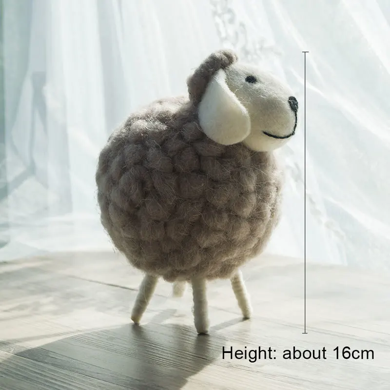 Genuine Northyle cute mini sheep wool miniature sheep craft figurine home decoration accessories christmas gift - Цвет: L Brown