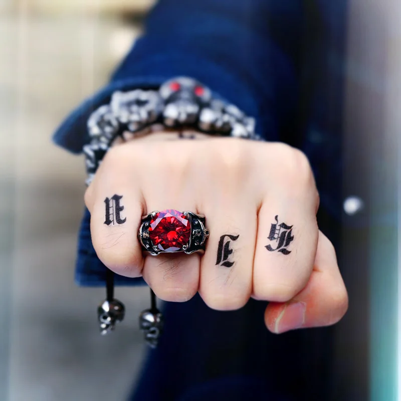 BEIER New Big Red Stone Ring For Men Stainless Steel Fashion Unique Jewelry Party gift BR-Q017