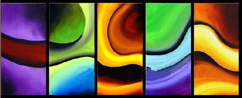

Hand Painted Abstract Rainbow Colors Oil Paintings Handmade Large Wall Painting on Canvas Home Decor Art Pictures 4 Piece Arts