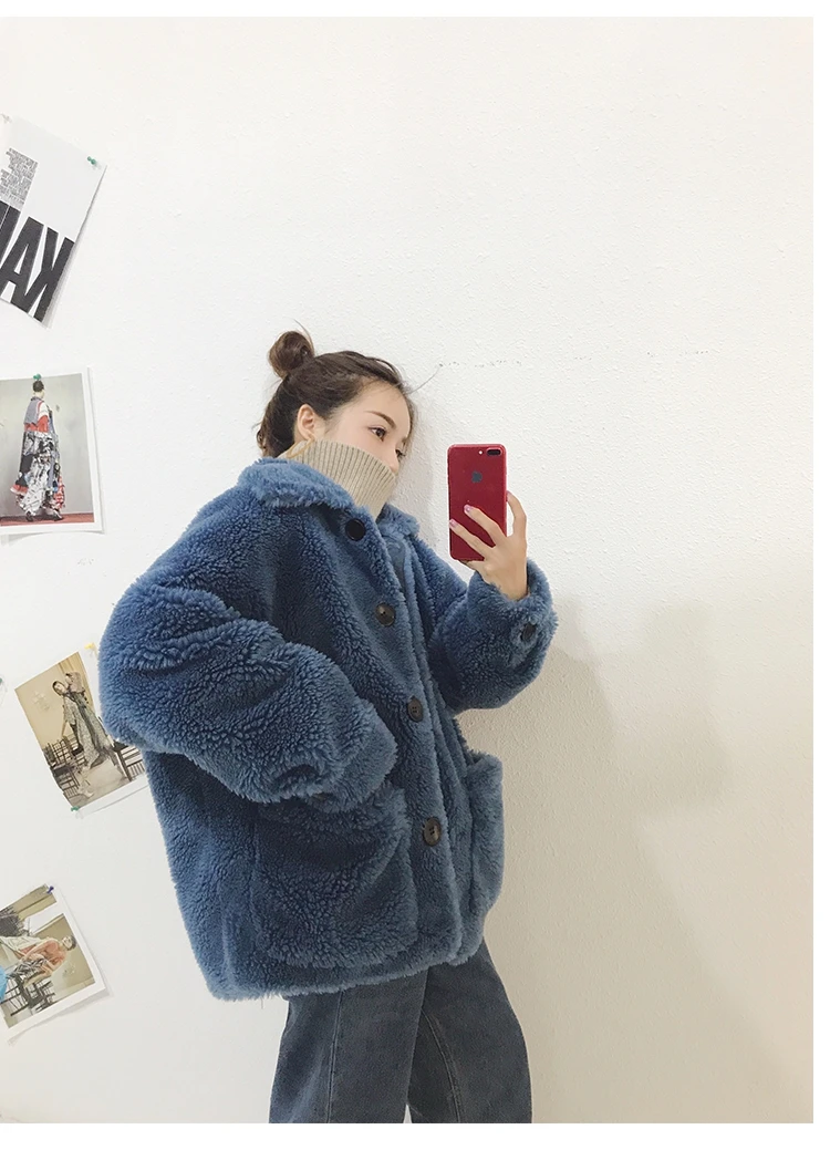 Best Women Wool Coats 2018 Fashion Winter Lambs Fur Loose Big Code 100%Wool  Overcoat   Fur Multiple Colors 8