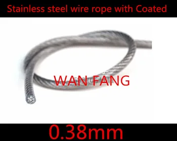 

100 meters Diameter 0.38mm Stainless Steel Wire Rope With PVC Plastic Coated Transparent (0.27MM Wire Rope With 0.09MM Coating)