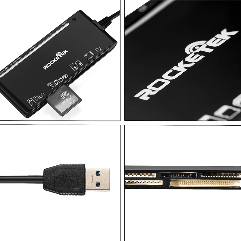 Rocketek stesso tempo leggere 5 carte di memoria usb 3.0 otg del telefono lettore di schede adattatore per SD/TF CF MS XD micro SD accessori per computer