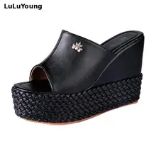 Taille 31-39 femmes talons hauts sandales plate-forme sandales coins femmes chaussures pantoufles sy-1801
