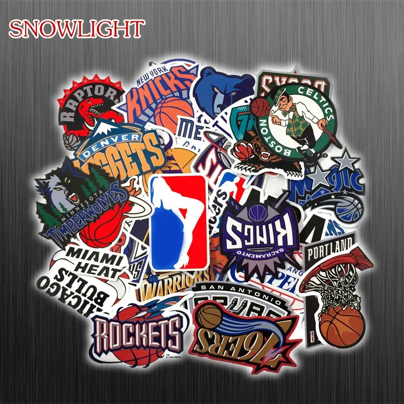 32 pcs/lot Basketball Team Logo Style Graffiti Stickers For Moto Car & Suitcase Cool Laptop Stickers Skateboard DIY Sticker