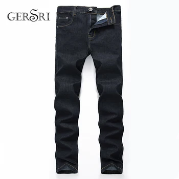 

Gersri Men Fleece Casual Straight Jeans Stretch thick Denim Flannel soft Pants Business Trousers for male Classic plus Size