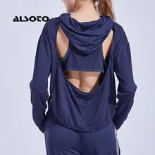 Женская Спортивная одежда для занятий йогой, Спортивная рубашка с капюшоном, дышащая Спортивная одежда для гимнастики