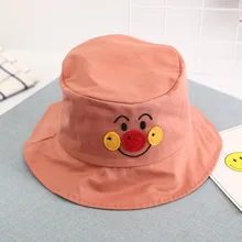 Хлопок мультфильм улыбка Панама для рыбака шляпа Открытый Дорожная шляпа Защита от Солнца кепки детские шапки обувь для мальчиков и девочек 05