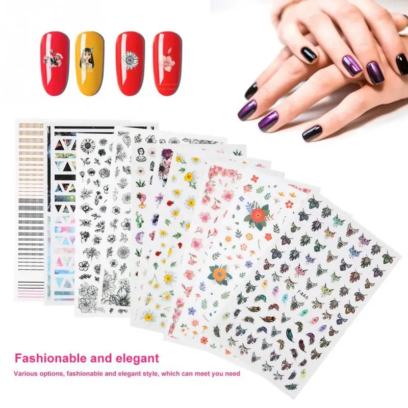 10 шт. стикеры 3D на ногти Nail Art цветочный узор модный и элегантный дизайн для