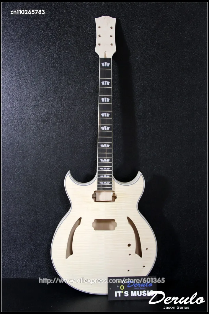 

DIY Electric Guitar Kit Set-In Neck Hollowbody Flamed Maple Veneer MX-104