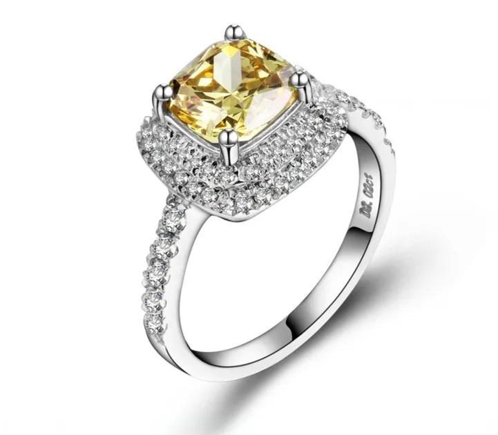 

2CT Sterling Gold 14karat Yellow Stone Authentic Synthetic Diamonds Anniversary Ring For Women Fabulous Promise Wedding Ring