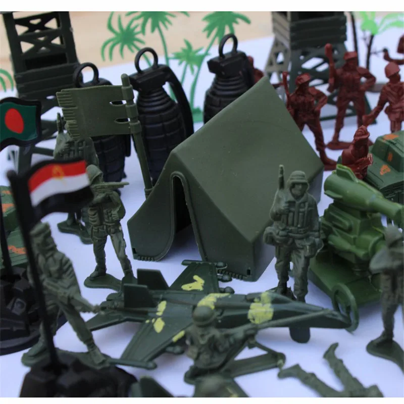 170pcs Military Scene Kit 5CM Soldier figures Tank Aircraft Rocket Army Men Sand Scene Kids Children Collection Toy Funny (4)