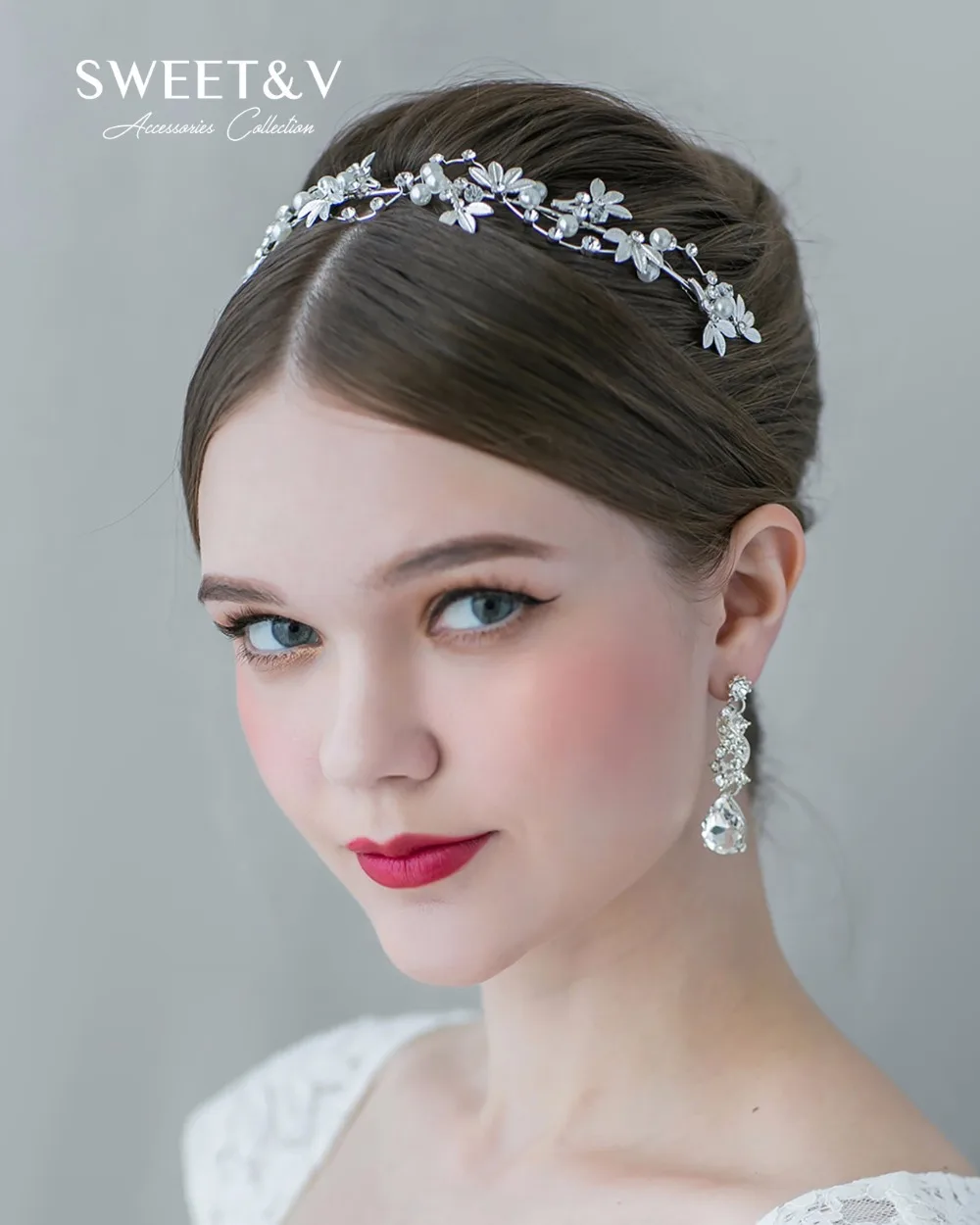 Nature Inspired Rhinestone Tiara Pearl Headband Party Crown Women Hair