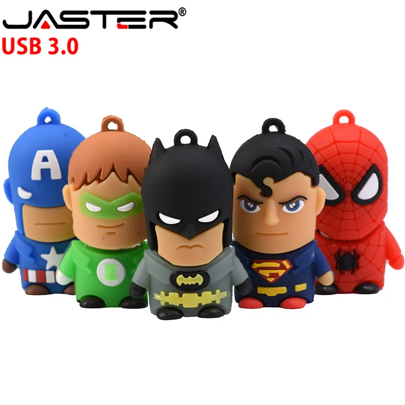 JASTER Горячая высокоскоростной флеш-накопитель USB 3,0 4 ГБ 8 ГБ 16 ГБ 32 ГБ 64 Гб мультфильм супергерой Супермен Бэтмен серии USB memory stick