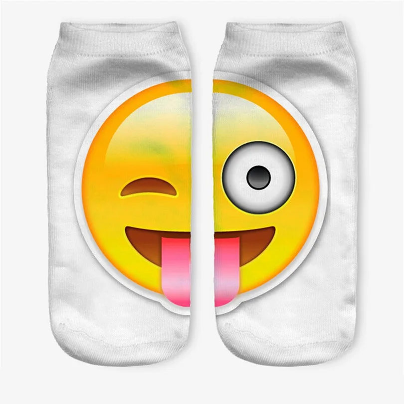 VISNXGI Лидер продаж 3D эмодзи печати Экспрессия забавные женские носки низкие ботильоны короткие носки для женщин мужчин унисекс 1 пара