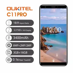 Оригинальный OUKITEL C11 Pro 5,5 дюймов 18:9 Дисплей Android 8,1 мобильный телефон 4 ядра 3G RAM 16G ROM 4G 3400 мАч 8.0MP смартфон