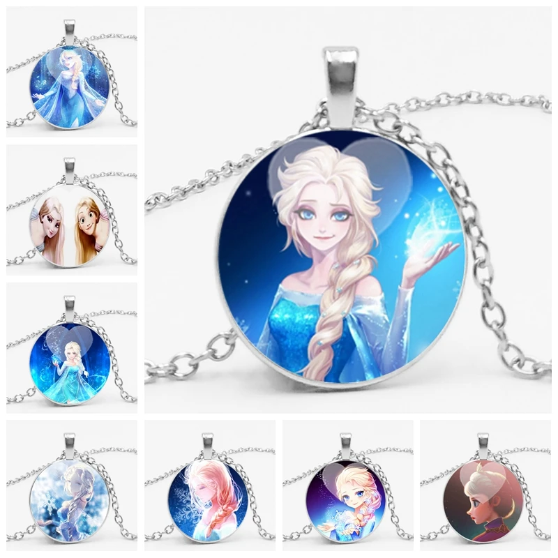 

2019 Hot New Comics Anna Queen Glass Cabochon Necklace Pendant Men and Women Children's Clothing Accessories